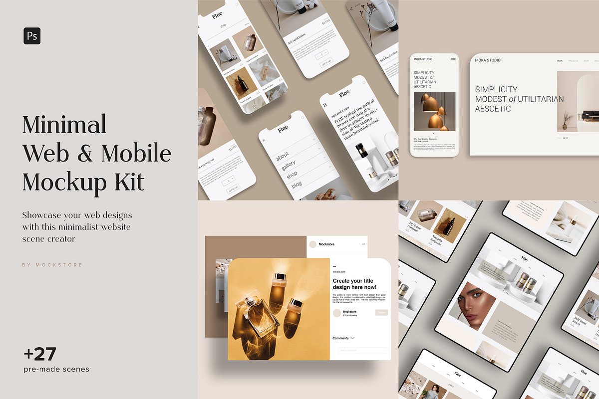Minimal Web & Mobile Mockup Kit, an iPhone Mockup by Mockstore (Photo 1 of 30)