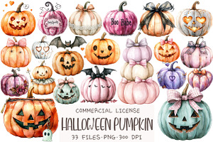 Halloween Coquette Pumpkin Clipart, an Illustration by OK Design
