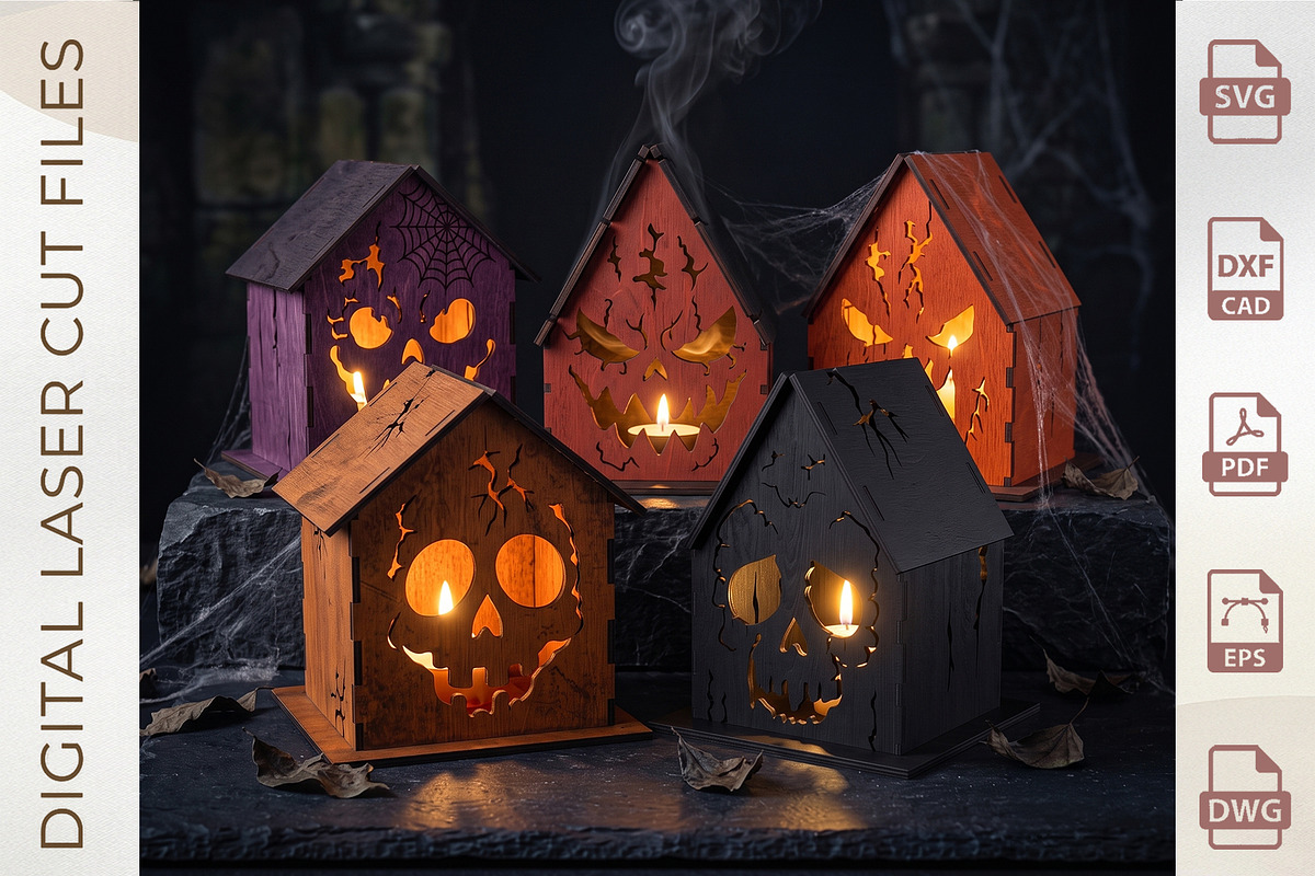 Halloween Haunted House Lantern, an Object Graphic by WoodoraCut (Photo 1 of 7)