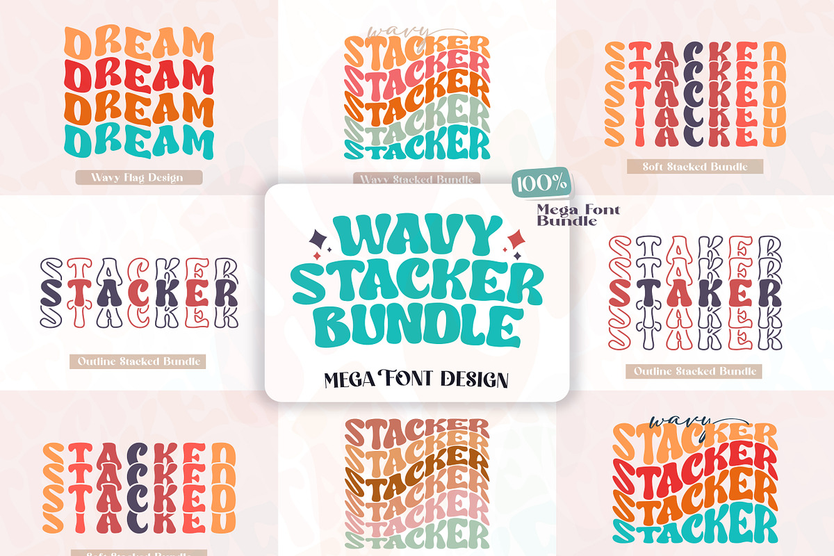 Wavy Stacker, a Handwritten Font by Mini_World (Photo 1 of 13)