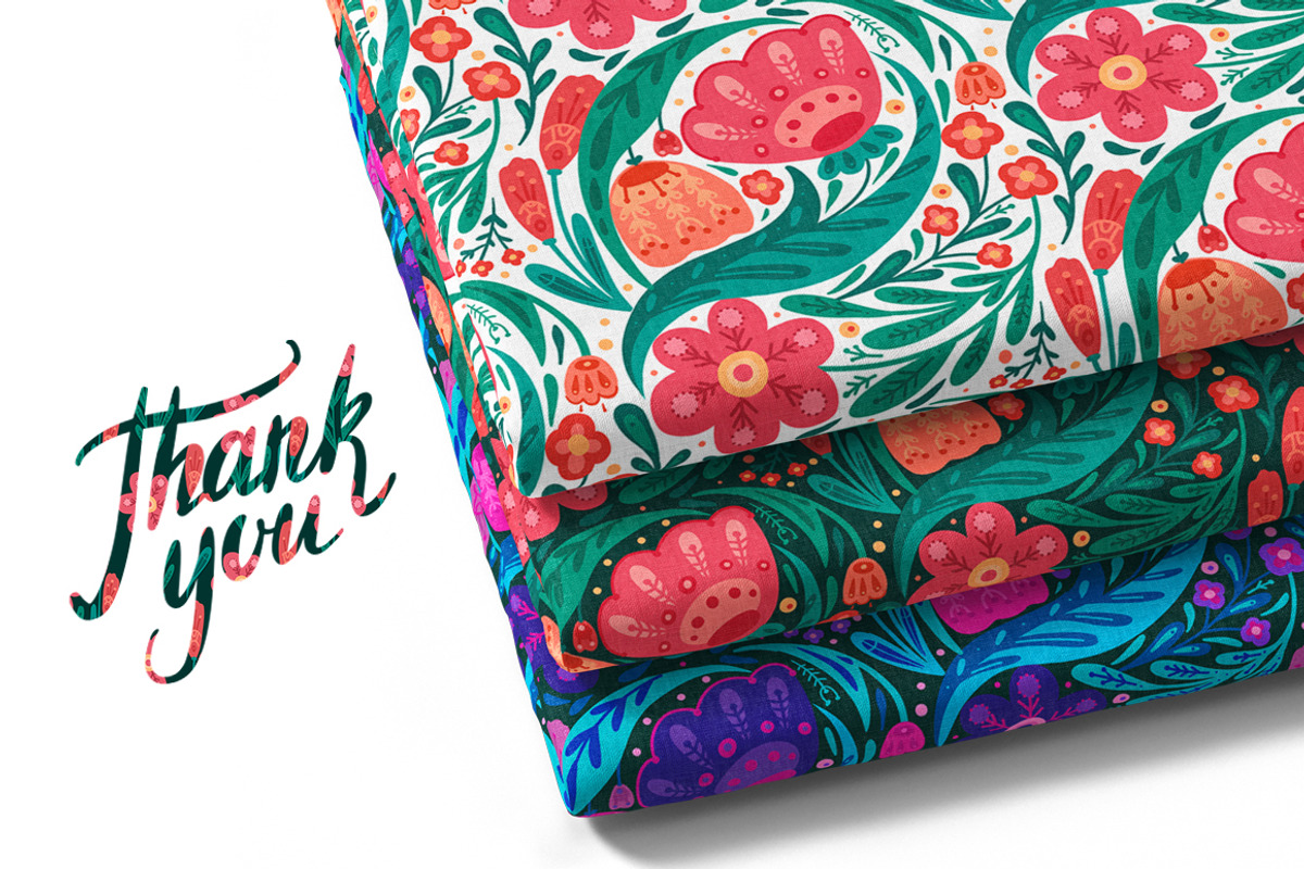 Vector floral pattern with folk art, a Pattern Graphic by Veleri (Photo 5 of 5)