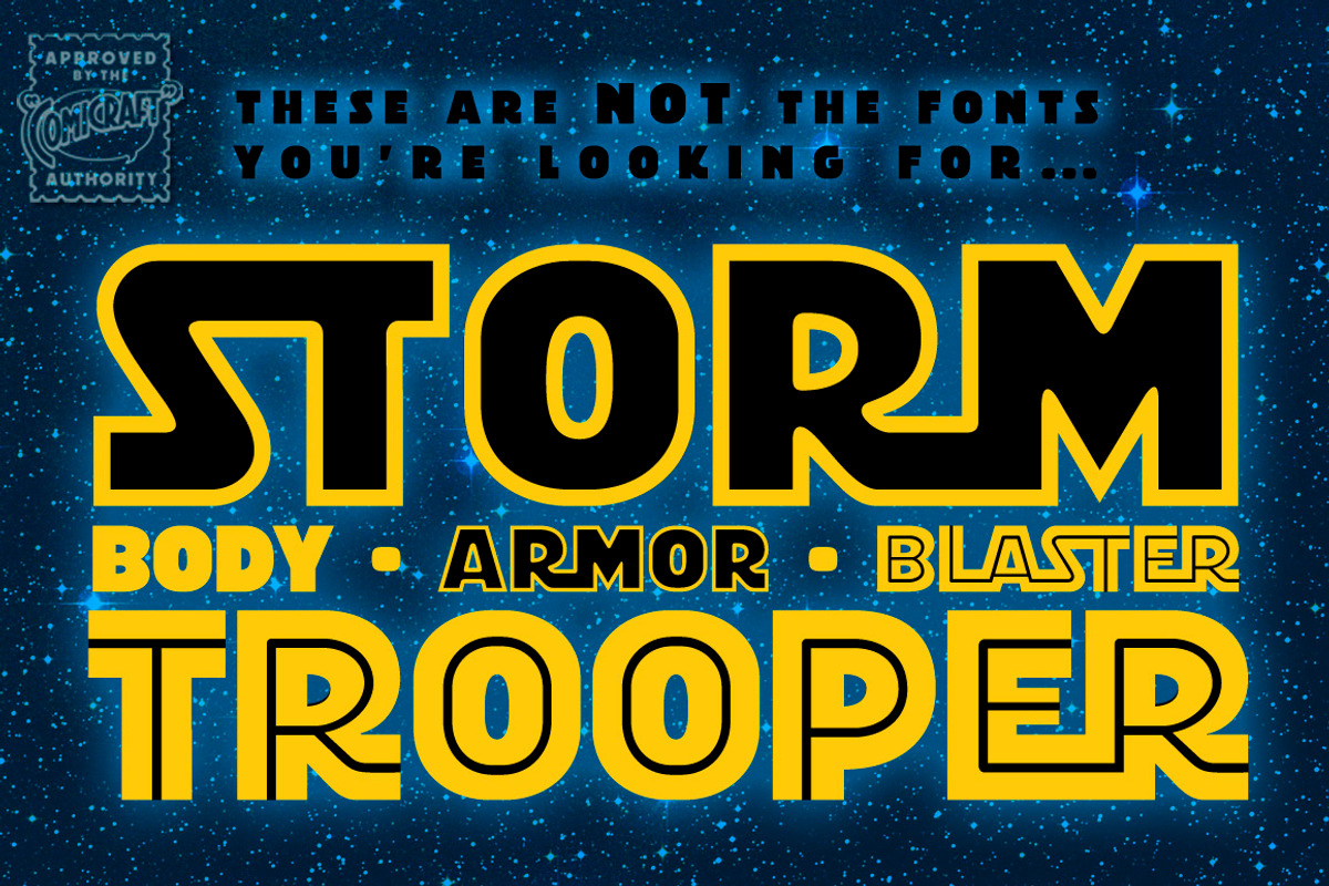 Stormtrooper - interlocking sci-fi, a Font by Comicraft Fonts (Photo 1 of 5)