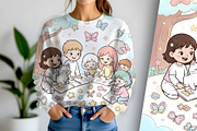 Children Enjoying Coloring, a Person Illustration by Sharon Schwalbe (Thumbnail 1 of 6)