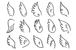 Doodle Wings. Hand Drawn Angel