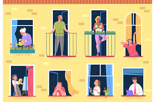 Neighbors in windows. Condo, a Person Illustration by Stock-Smart-Start