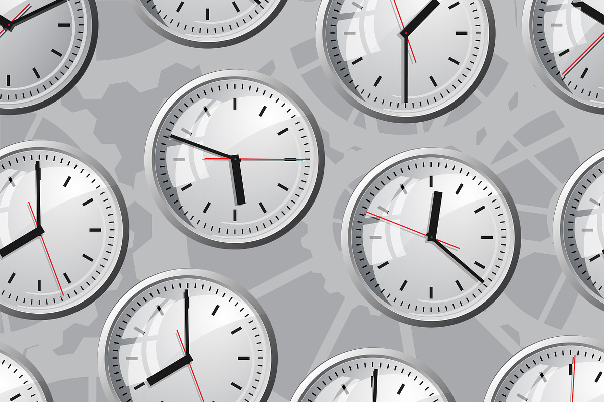 Seamless vector background. Clock., a Decorative Illustration by katykin (Photo 2 of 4)