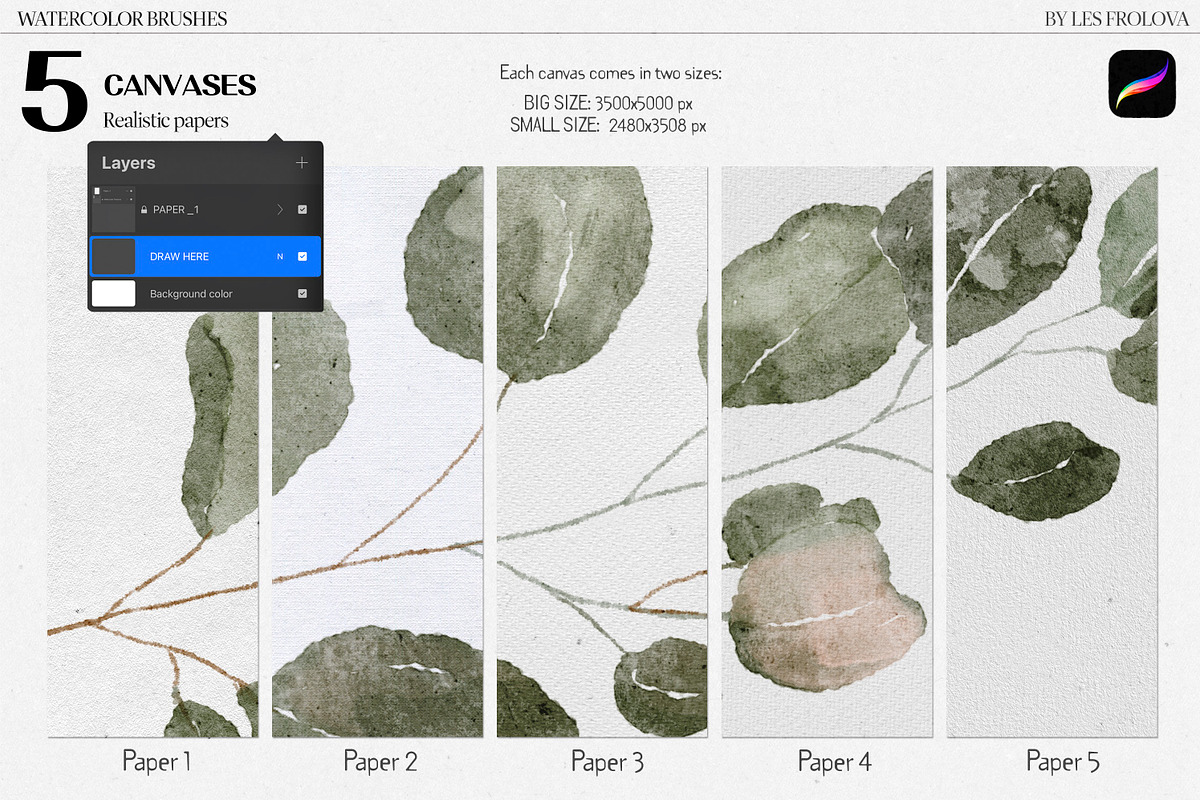 BUNDLE Watercolor Procreate Brushes, a Brush Add-On by Les Frolova (Photo 14 of 17)