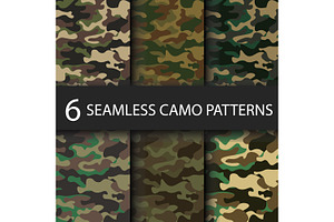 6 pack Camouflage seamless pattern