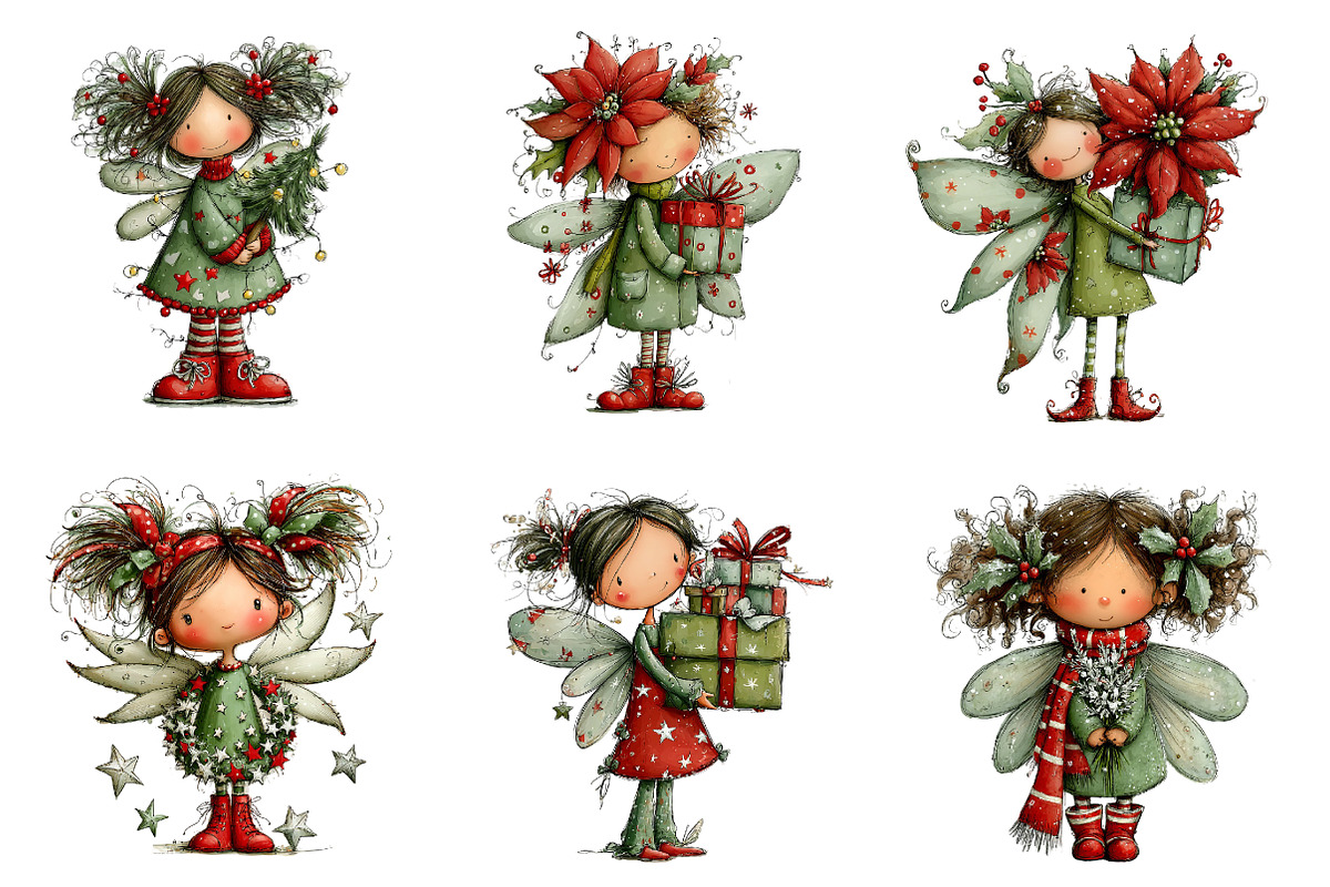 Christmas Whimsical Fairy Clipart, an Illustration by Designworld (Photo 2 of 5)