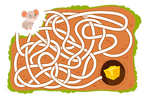 Mouse labyrinth game. Cartoon cute, an Education Illustration by Stock-Smart-Start