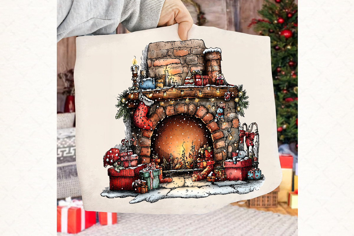 Christmas Fireplace Clipart, an Illustration by Libby Wishes (Photo 4 of 9)