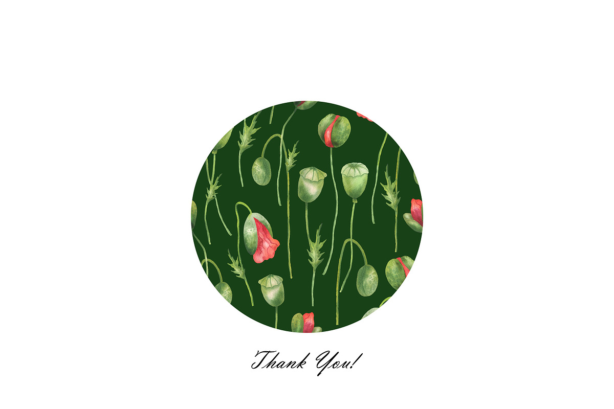 Watercolor Poppy Seamless Patterns, an Illustration by OlDm_Shop (Photo 10 of 10)