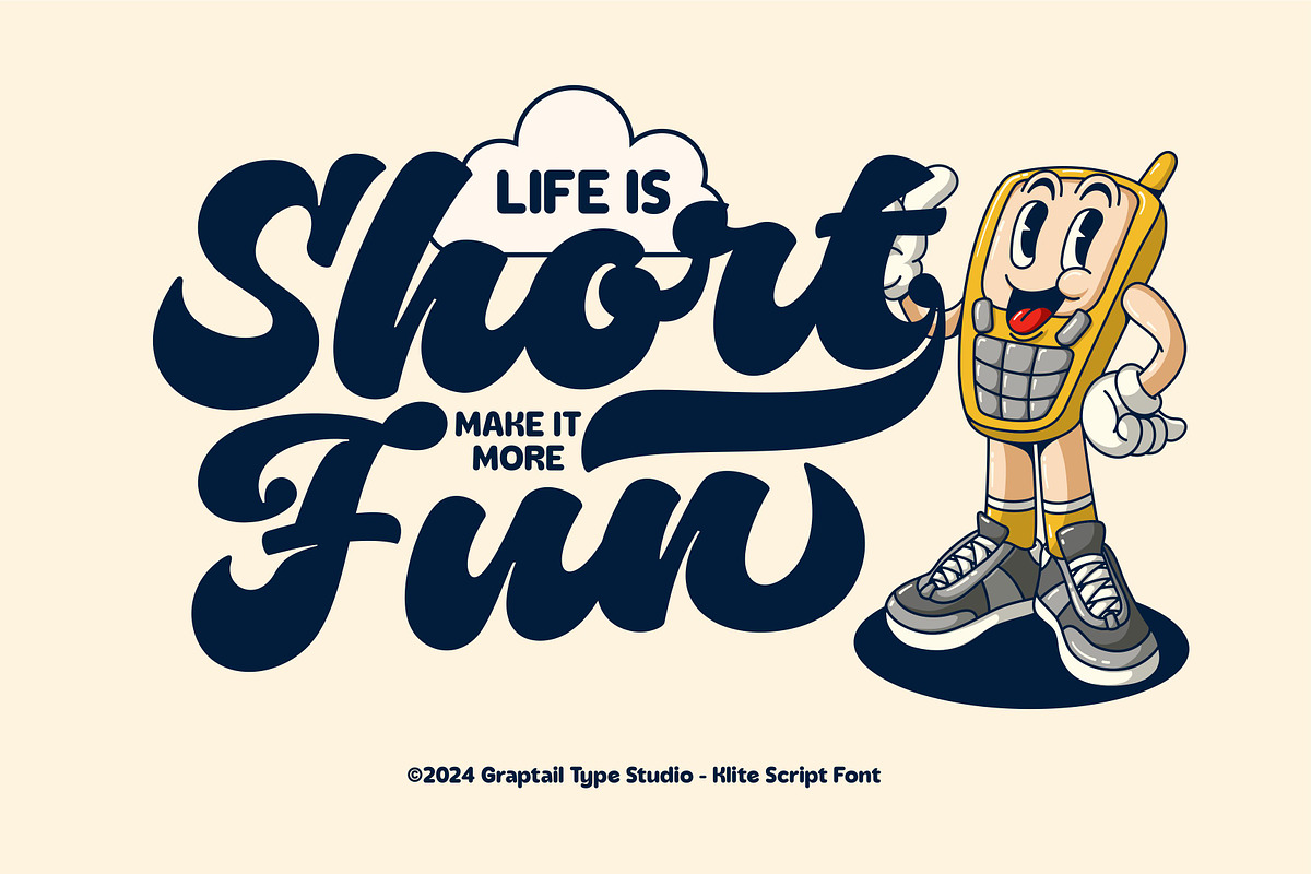 Klite - Retro Script, a Script Font by Graptail (Photo 8 of 10)