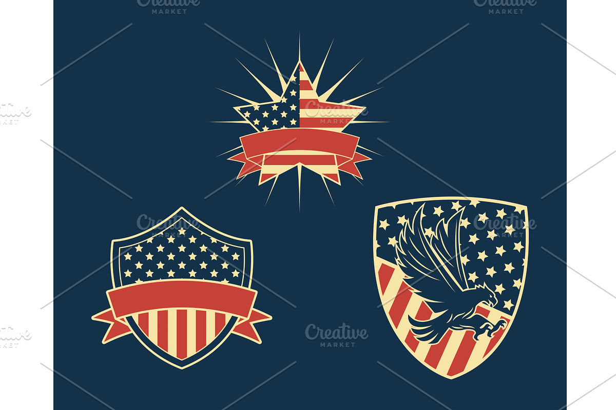 Usa badges set, an Illustration by studiogstock