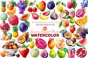 Watercolor Summer Tropical Fruits, an Illustration by Designworld (Thumbnail 1 of 6)