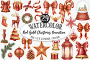 Red Gold Christmas Decoration Clipar, an Illustration by Designking (Thumbnail 1 of 5)