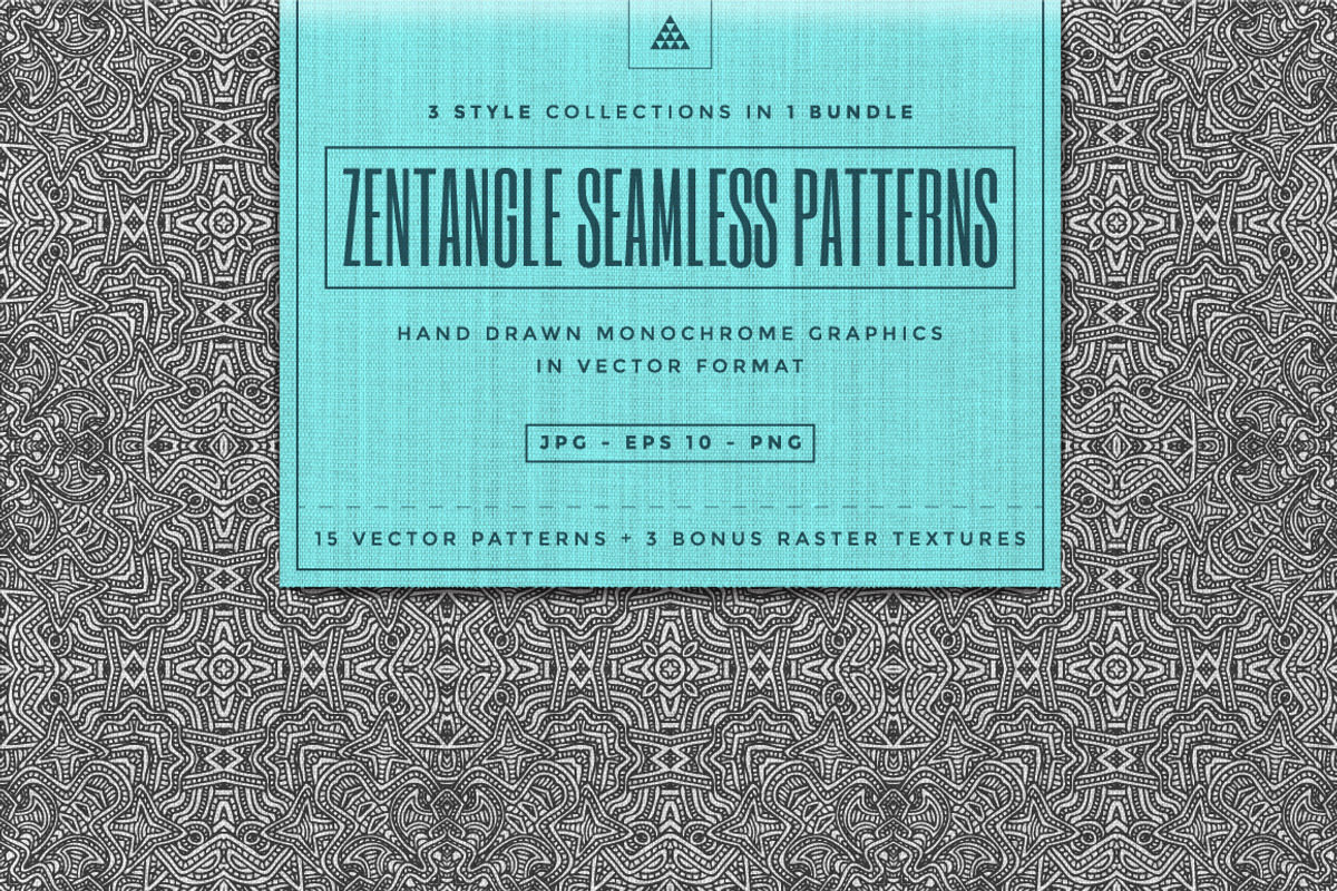 Zentangle seamless vector patterns, a Pattern Graphic by TRIKONA (Photo 1 of 6)