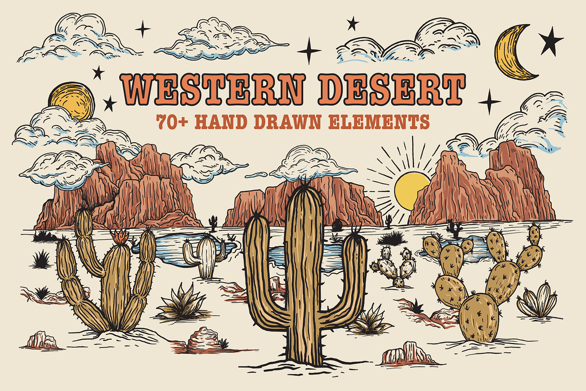 Western Desert Hand Drawn Elements, an Object Illustration by Artolabs (Photo 1 of 9)