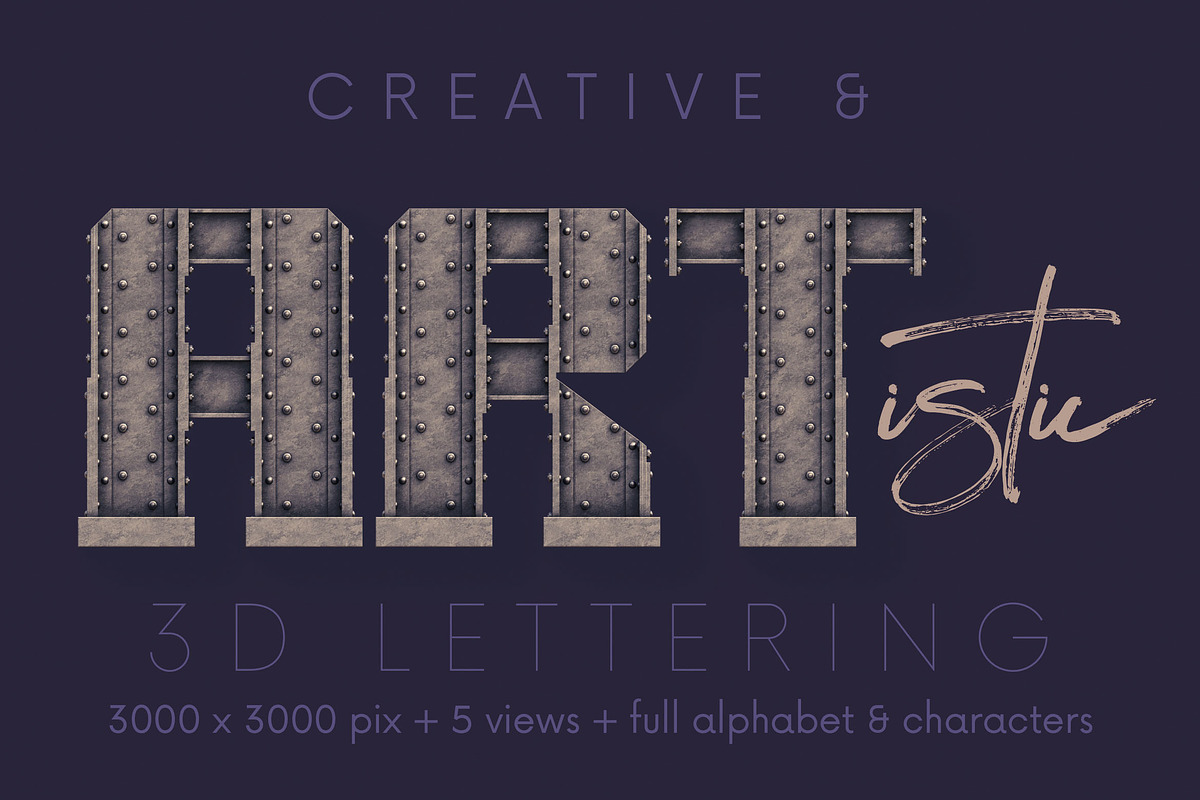 Vintage Steel - 3D Lettering, a Graphic by MIIM
