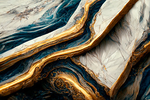 Luxury marble texture background white, blue and gold. Natural s, an Abstract Photo by hitdelight