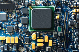 High-Detail Motherboard with Central Processor