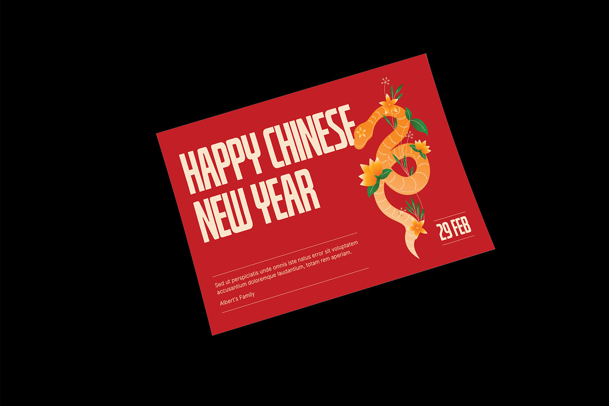 Red Chinese New Year Greeting Card, a Card Template by Neermana (Photo 3 of 4)