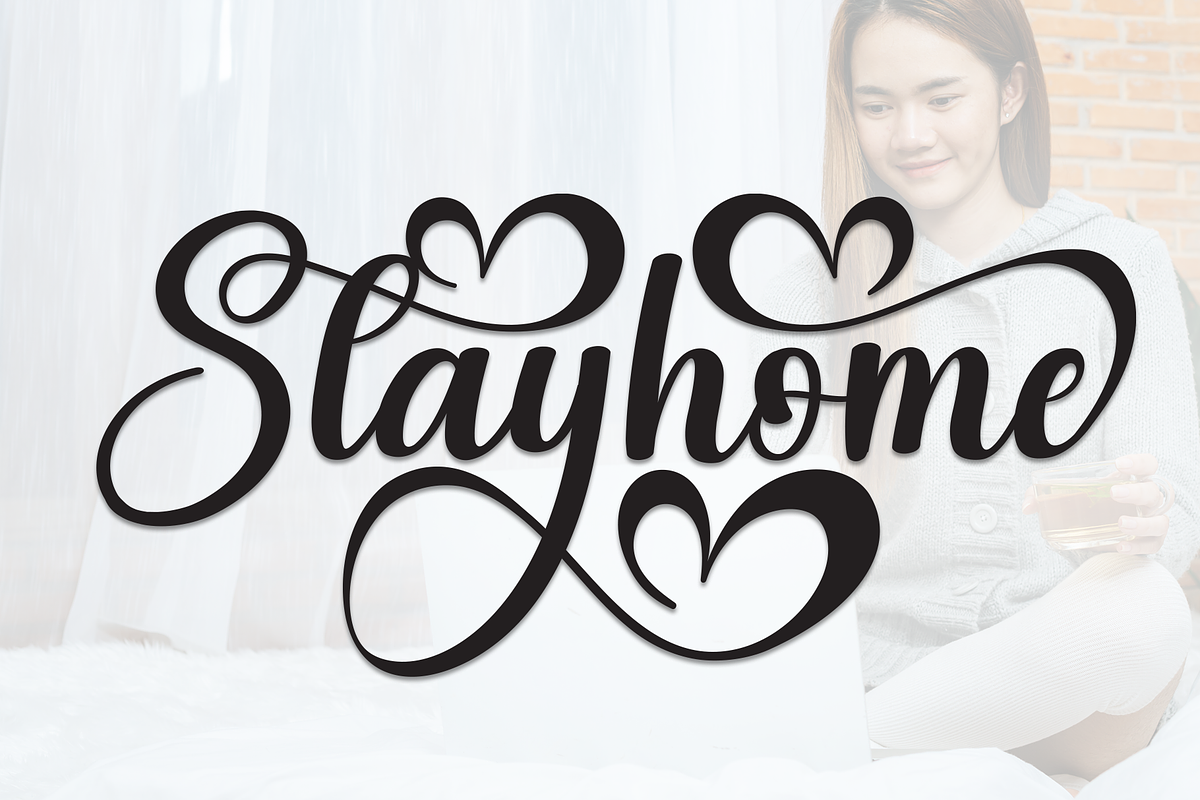 Stayhome | Script Font, a Handwritten Font by Scratchones (Photo 1 of 9)