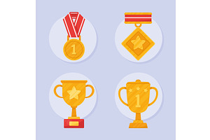 four prize awards icons, an Object Illustration by studiogstock