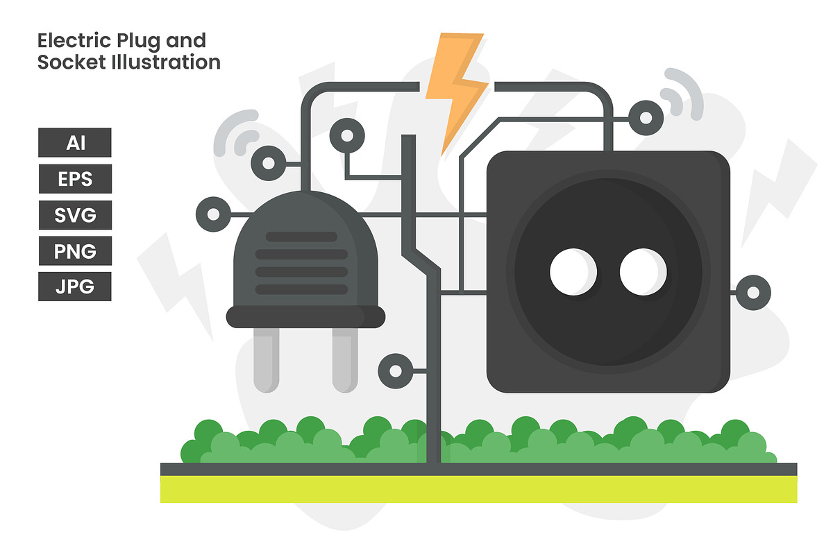 Electric Plug & Socket Illustration, a Technology Illustration by erifqizeicon (Photo 2 of 3)