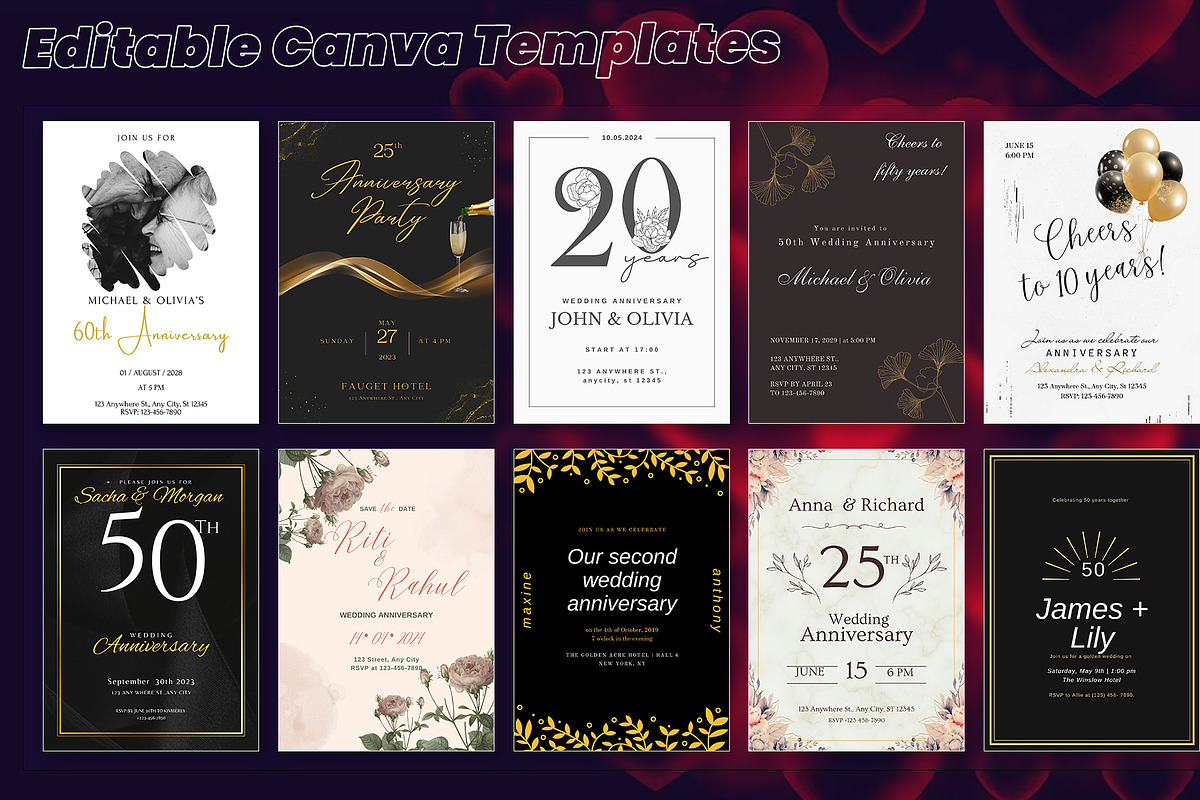 Wedding Anniversary Card Pack, an Invitation Template by DesignGenix (Photo 3 of 3)