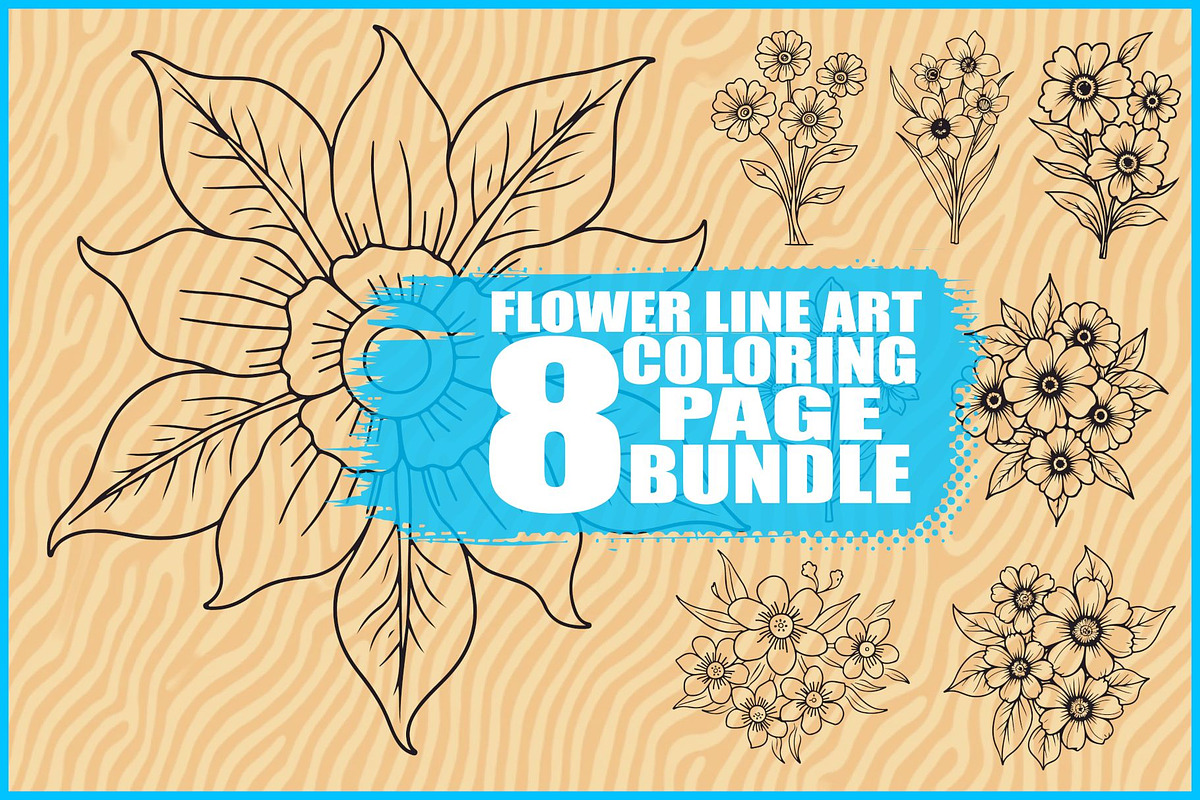 Flower Outline Art Printable Pack, an Illustration by BIPLOB EXPERT (Photo 1 of 9)