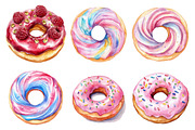 Hand Painted Donut Clipart PNG, an Illustration by SinaCreation (Thumbnail 2 of 5)