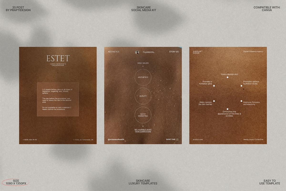 Modern Skincare Post Canva Pack preview 7
