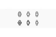 20 Watches & Clocks Icons, an Outline Icon by Jinro (Thumbnail 2 of 9)