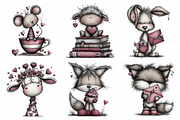 Whimsical Valentine Animals Clipart, an Illustration by Daily.Designs (Thumbnail 7 of 8)