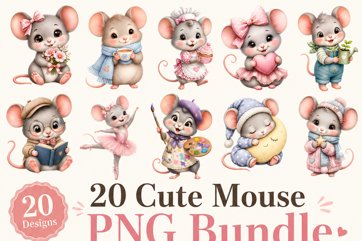 Cute Mouse clipart Bundle, an Object Illustration by HeavensStar (Photo 1 of 8)