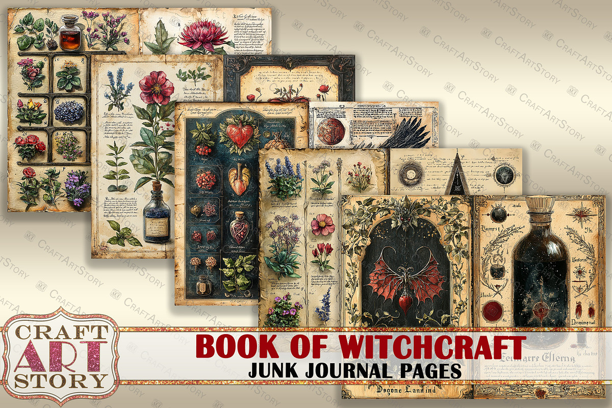 Book Witchcraft junk journal Pages, an Object Illustration by CraftArtStory (Photo 5 of 7)