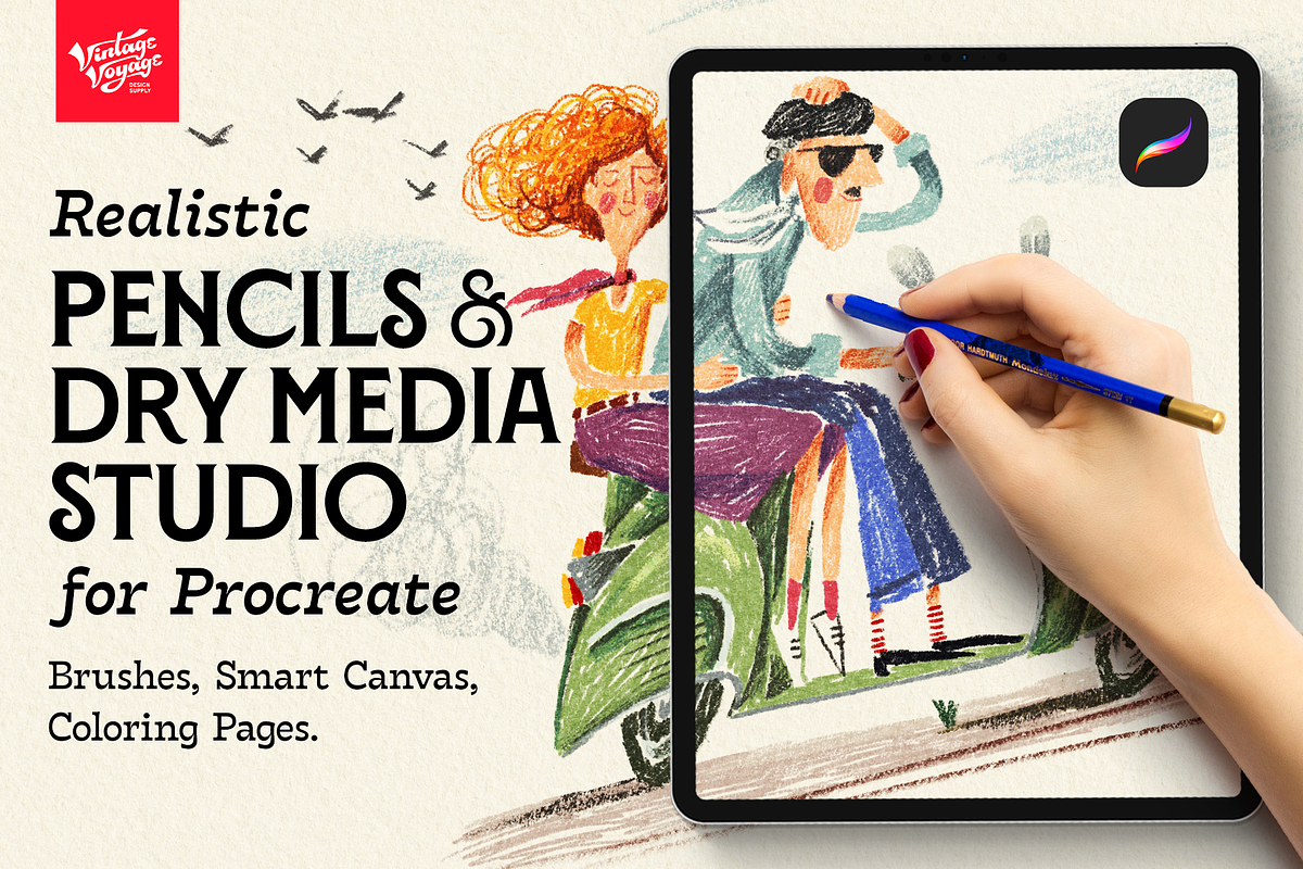 VVDS Realistic Pencils & Dry Media, a Brush Add-On by Vintage Voyage Supply (Photo 1 of 10)