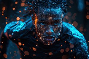 Runner adorned with luminous paint s, a Photo by Tanuart