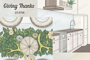 Giving Thanks Scene, a Seasonal Illustration by GlamArtZhanna (Thumbnail 2 of 3)