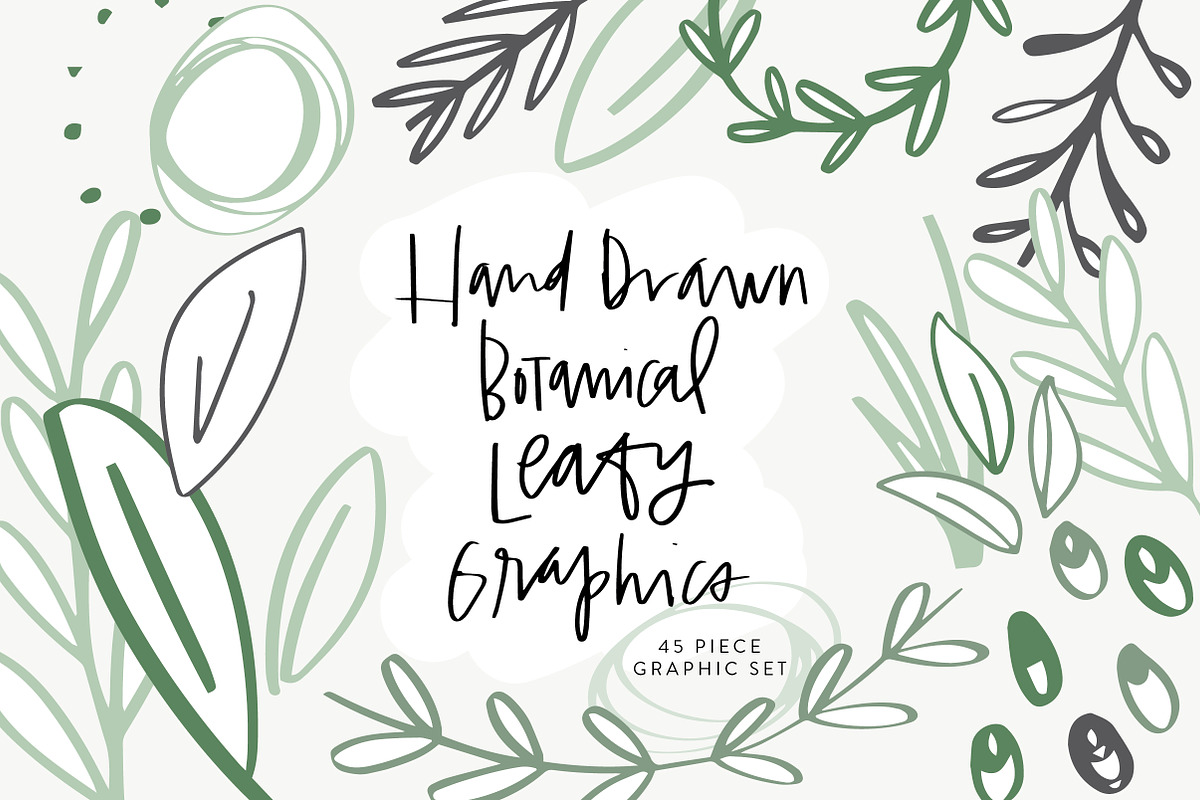 Hand Drawn Botanical Leafy Graphics, a Decorative Illustration by MontgomeryFest (Photo 1 of 4)