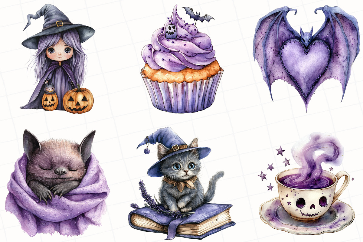 Lavender Halloween Clipart, an Illustration by OK Design (Photo 2 of 5)