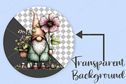 Watercolor Spring Gnome Clipart PNG, an Illustration by Canvas Craft (Thumbnail 2 of 7)