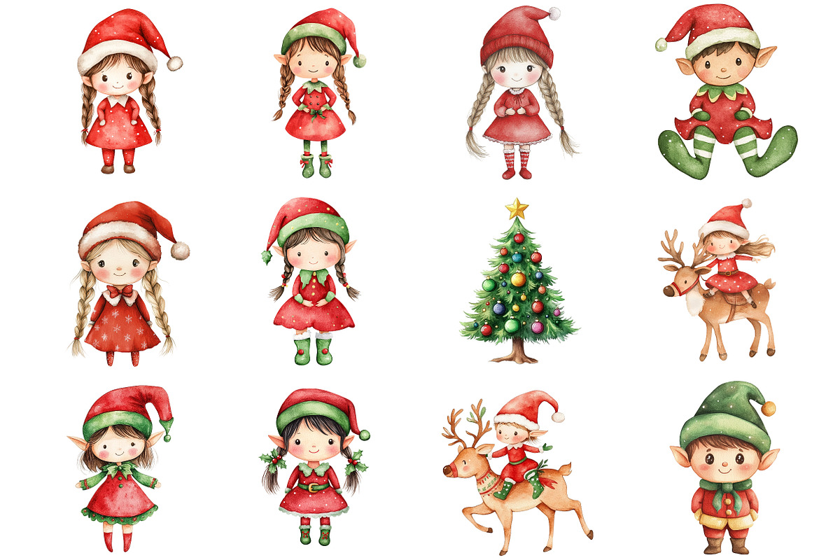 Christmas Elf Clipart, a Seasonal Illustration by CitraGraphics (Photo 2 of 6)