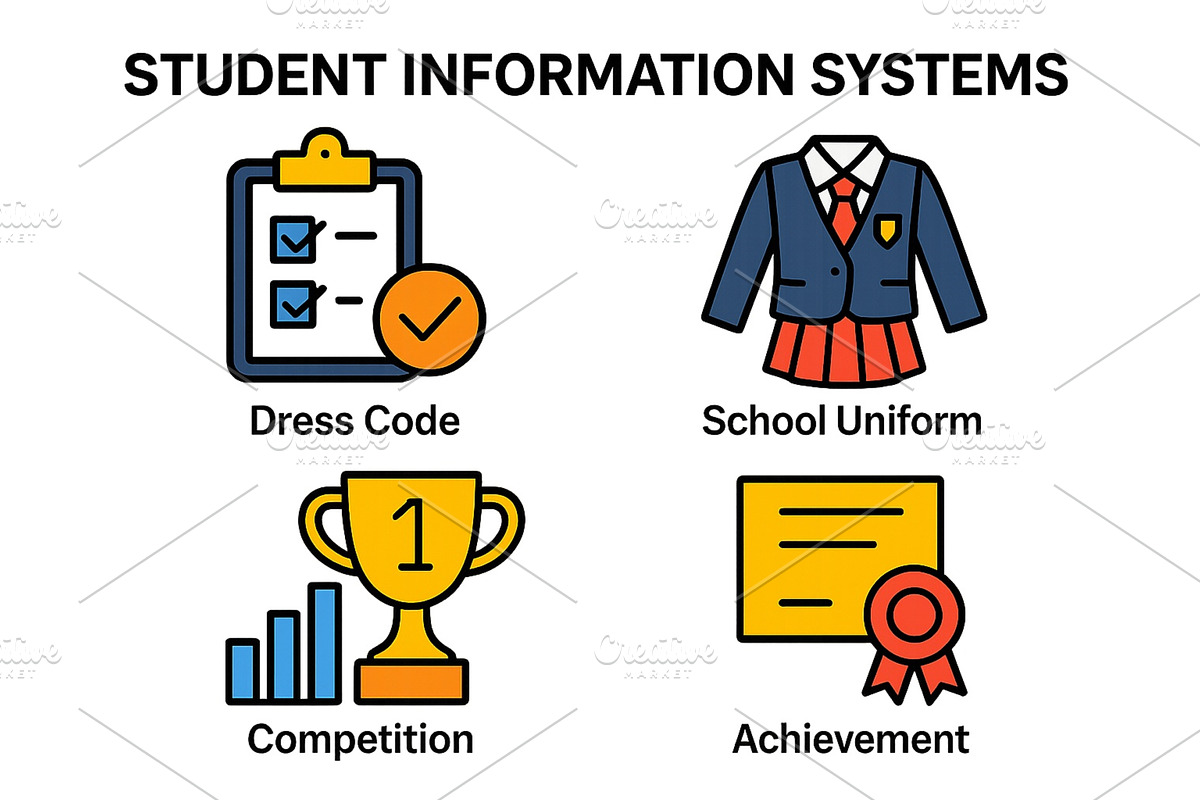 Student information systems elements, an Object Illustration by ZinetroN