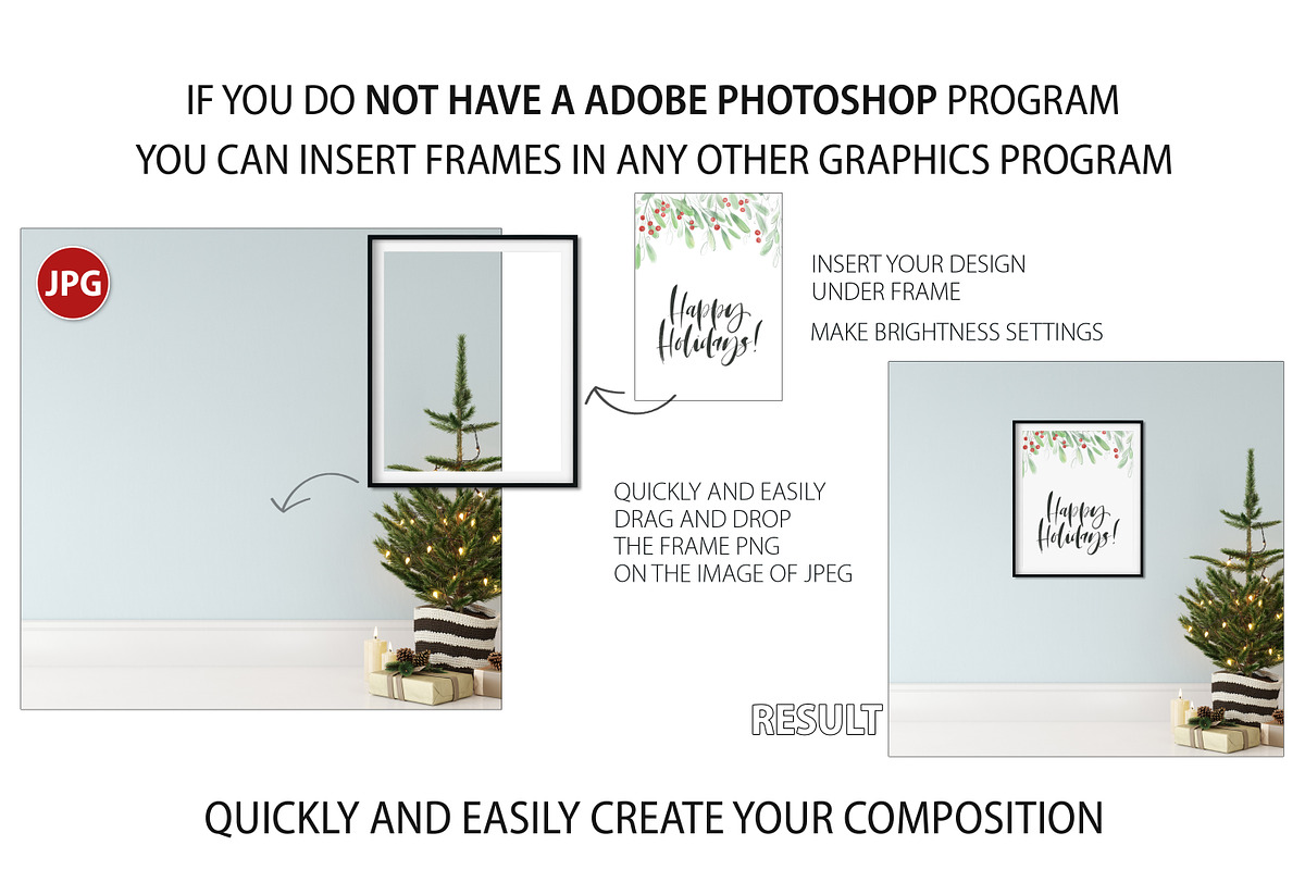 Christmas Frame & Wall Mockup Bundle, a Print Template by Yuri-U (Photo 19 of 22)