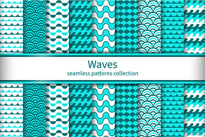 9 waves seamless patterns
