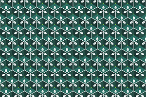 Geometric Leaf Hexagon Pattern, a Pattern Graphic by Mightyfire