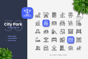 City Park Outline Icons, an Outline Icon by Upnowgraphic
