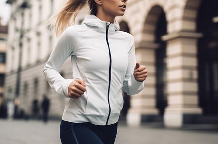 woman running in the city, a Person Photo by Virgo Studio